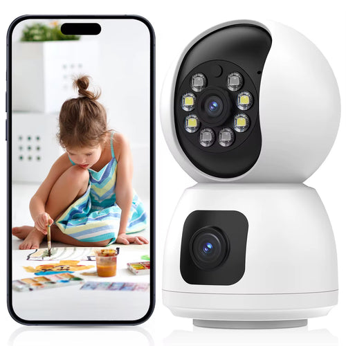 Caméra Intelligente DualVision™ – Double Objectif, Vision 360° & Audio Bidirectionnel